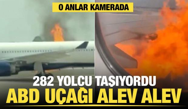 ABD'de uçağın motoru alev aldı: 282 yolcu tahliye edildi