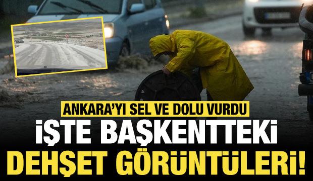 Ankara'da sel ve dolu hayatı felç etti! Sürücüler benzin istasyonlarına böyle sığındı