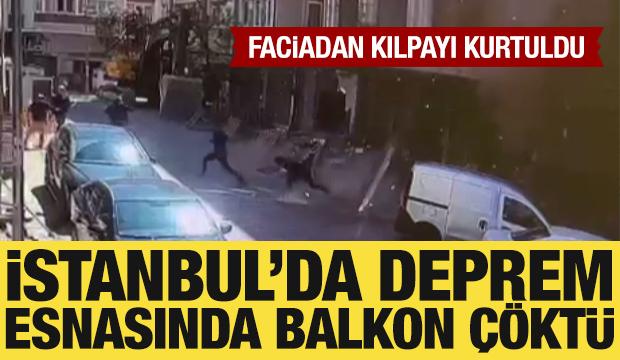 Bahçelievler'de balkonun çöktüğü anlar kamerada