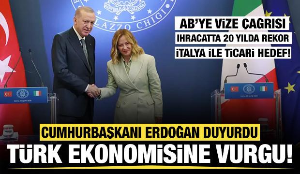 Cumhurbaşkanı Erdoğan: İtalya ile ticaret hedefimiz 40 milyar dolar