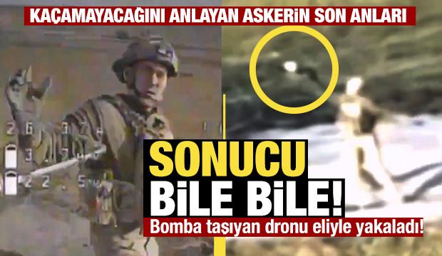 Dronu tutmaya çalışan Rus askerinin feci sonu!