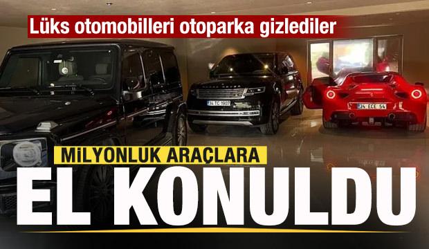 Lüks otomobilleri otoparka gizlediler! Milyonluk araçlara el konuldu!