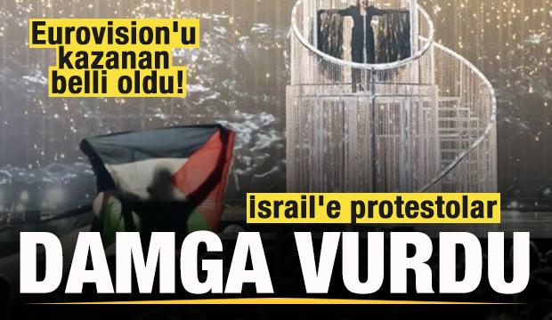 Eurovision'u kazanan belli oldu! İsrail'e protestolar damga vurdu!