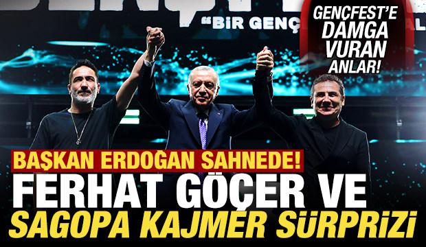 GENÇFEST'e damga vuran anlar! Başkan Erdoğan, Sagopa Kajmer ve Ferhat Göçer'le sahnede!