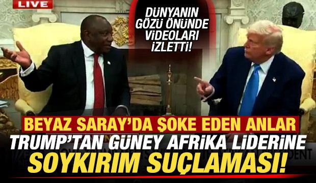 Trump'tan Güney Afrika liderine soykırım suçlaması! Dünyanın gözü önünde videoları izletti