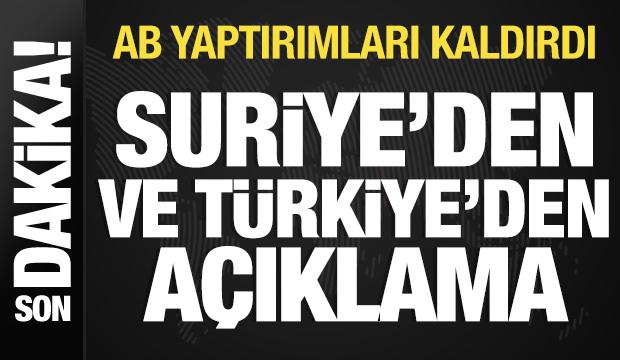 AB, Suriye'ye yaptırımları kaldırdı! Suriye ve Türkiye'den açıklama