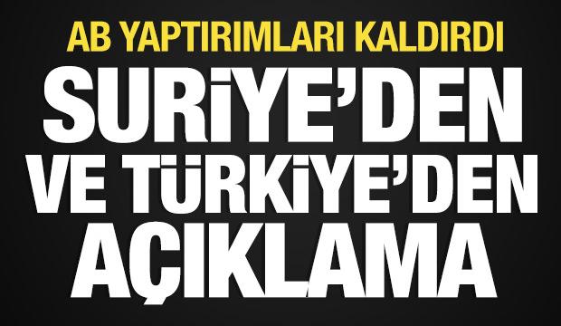 AB, Suriye'ye yaptırımları kaldırdı! Suriye ve Türkiye'den açıklama