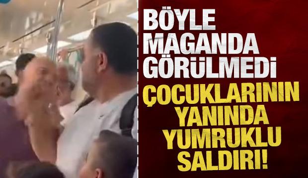 Böyle magandalık görülmedi: Marmaray'da çocuklarının yanında babalarına yumruklu saldırı!