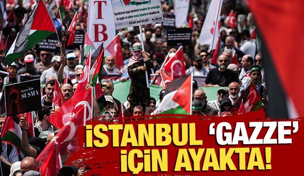 İstanbul'da "Her adım Gazze ve Kudüs için" yürüyüşü düzenlendi