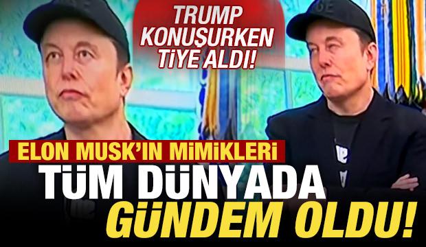 Trump konuşurken tiye aldı! Elon Musk'ın mimikleri tüm dünyada gündem oldu