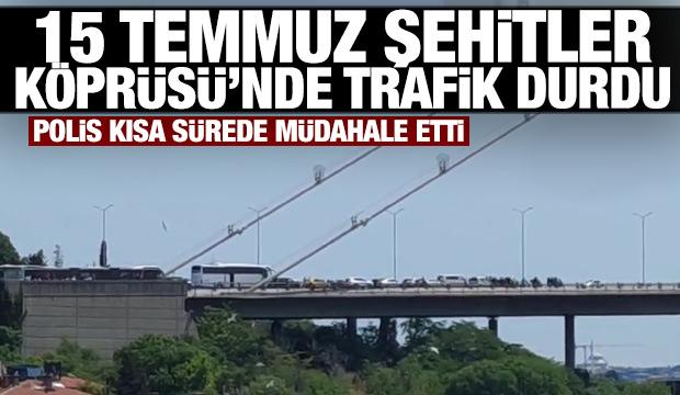 15 Temmuz Şehitler Köprüsü'nde trafik durdu! Olay yerine polis ekipleri sevk edildi