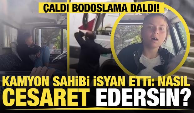 Kamyonu çalan kadın kaza yaptı, yakalandı!