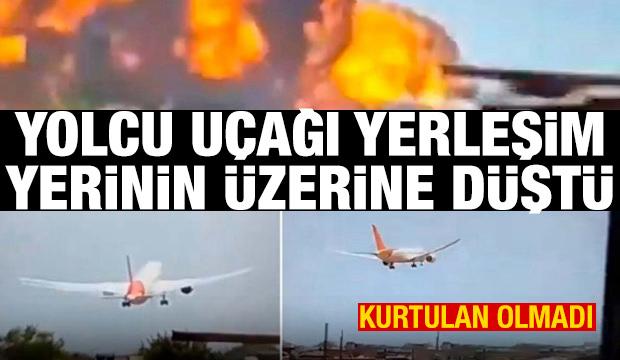 Hindistan'da yolcu uçağı yerleşim yerine düştü