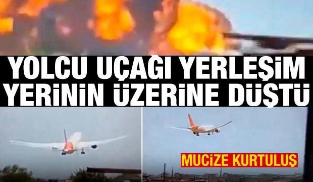 Hindistan'da yolcu uçağı yerleşim yerine düştü