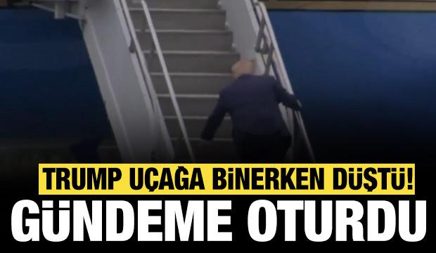 Trump uçağa binerken düştü: O anlar dünya gündemine oturdu!