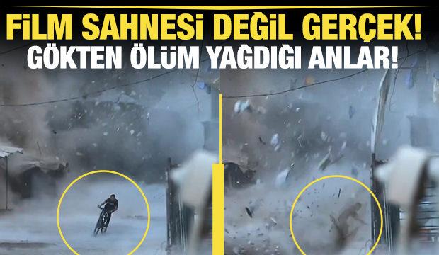 Gazze'de kan donduran anlar! Bisikletiyle giderken gökten ölüm yağdı