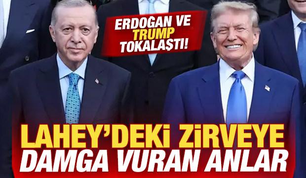 Lahey'deki zirveye damga vuran anlar! Erdoğan ve Trump'ın tokalaştı