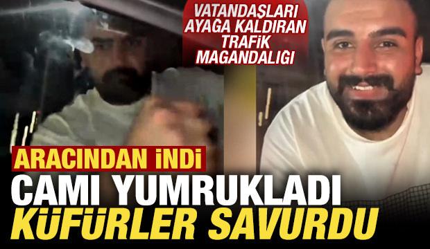 Trafik magandası dehşet saçtı! Aracından inip camı yumrukladı, küfürler savurdu