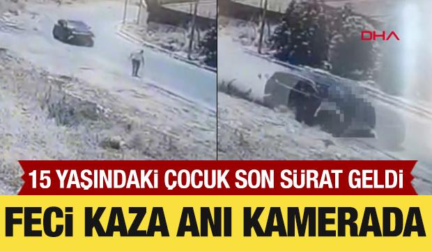 Büyükçekmece’de feci kaza! 15 yaşındaki sürücü son sürat geldi, yayaya çarptı