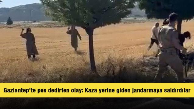 Gaziantep'te pes dedirten olay: Kaza yerine giden jandarmaya saldırdılar