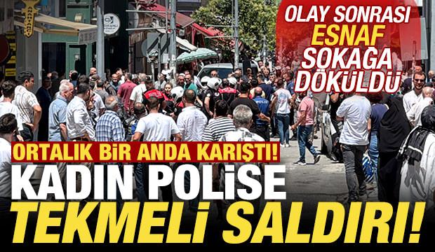 Kadın polise tekmeli saldırı! Ortalık bir anda savaş alanına döndü!
