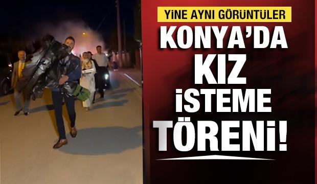Konya'da yine havai fişekli kız isteme töreni yapıldı