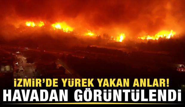Korku filmi gibi! İzmir'deki yangın havadan böyle görüntülendi