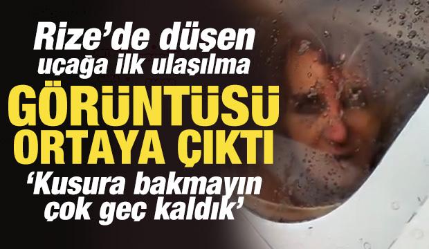 Rize’de düşen uçağa ilk ulaşılma görüntüsü ortaya çıktı