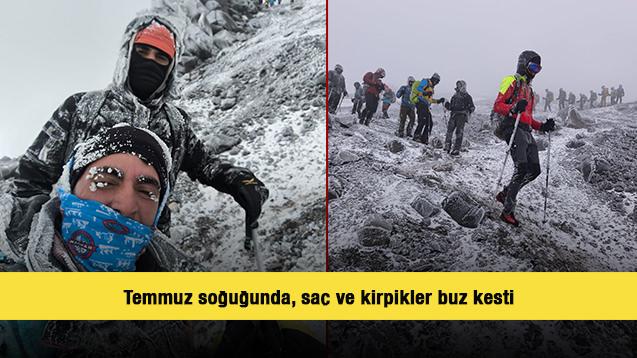 Temmuz soğuğunda, saç ve kirpikler buz kesti 
