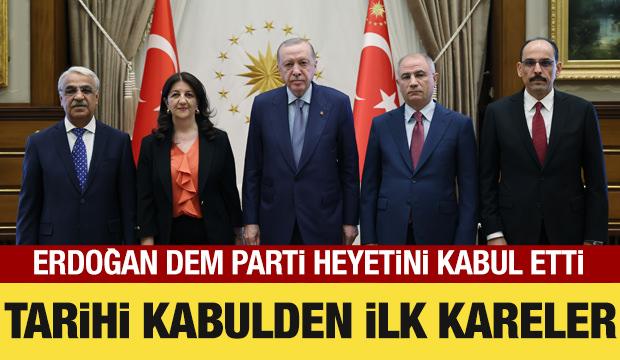 Cumhurbaşkanı Erdoğan, DEM heyetini kabul etti: Görüşmeden ilk kareler!