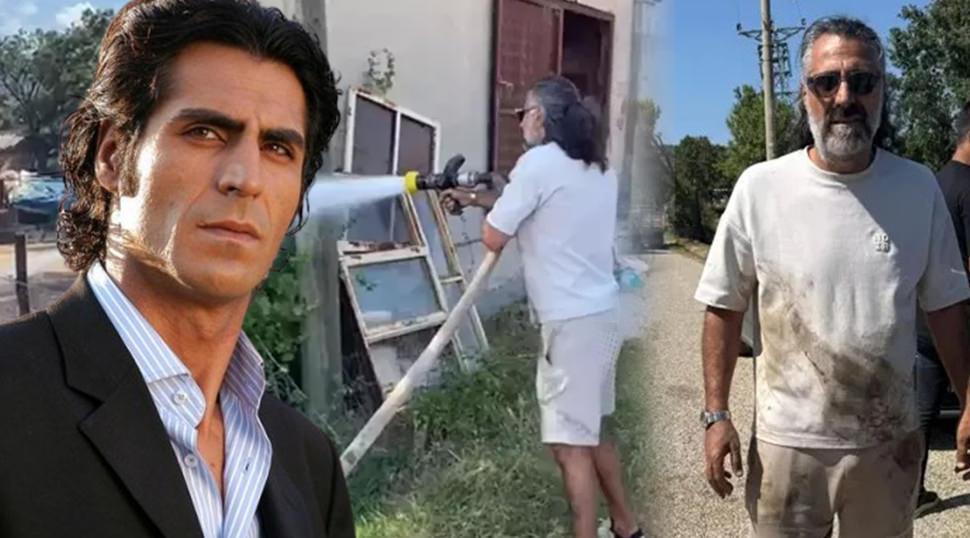 Kurtlar Vadisi'nin Abdülhey'i Kenan Çoban yangına müdahale ederken görüntülendi