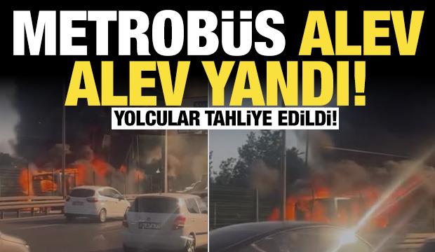 Merter-İncirli hattında metrobüs alev alev yandı: Korkunç görüntüler kamerada!