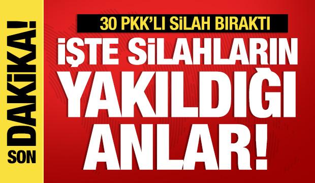 Son dakika: İşte PKK'lıların silah bırakma anları!