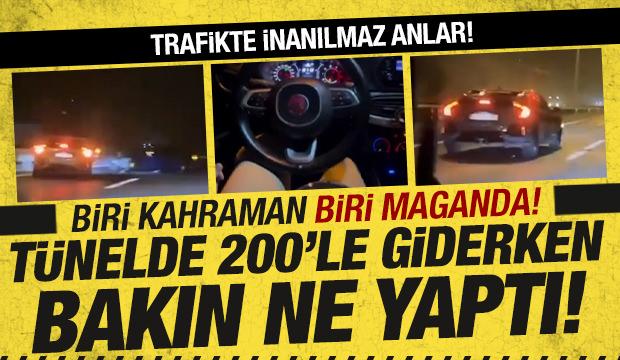 Trafikte inanılmaz anlar: Biri kahraman, biri maganda!