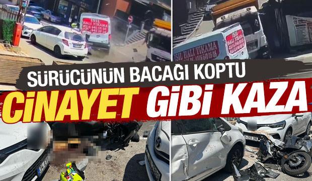 Üsküdar'da feci kaza: Motosiklet sürücüsünün bacağı koptu