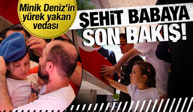 Yürek yakan fotoğraflar... 6 yaşındaki Deniz'den şehit babaya son veda!