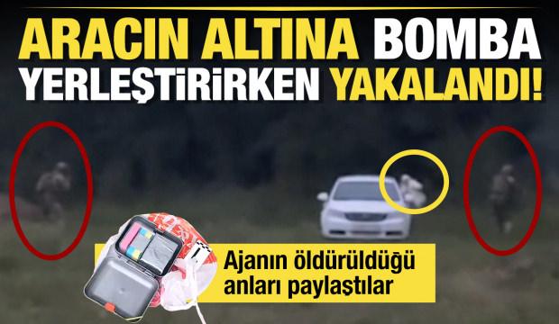 Aracın altına bomba yerleştirirken yakalandı! İşte Rusya'da bir ajanın öldürüldüğü anlar