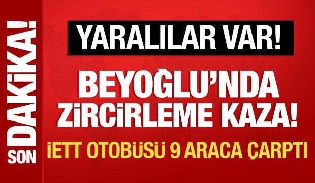 Beyoğlu'nda İETT otobüsü araçlara çarptı: 2 kişi yaralandı