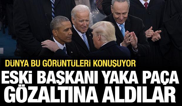 Dünyanın konuştuğu görüntüler! Trump eski başkanı 'yaka paça hapse attırdı'