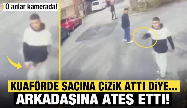 Sarıyer'de kuaförde başına çizik atan arkadaşına defalarca ateş etti! O anlar kamerada