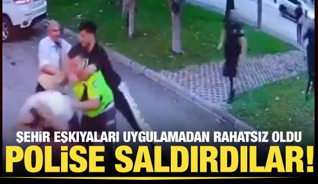 Şehir eşkıyaları uygulama yapan trafik polislerine saldırdı!