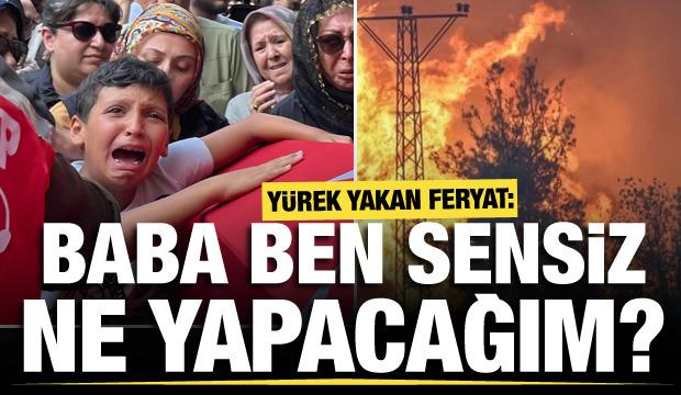 Yangın şehidinin oğlunun feryadı yürek dağladı