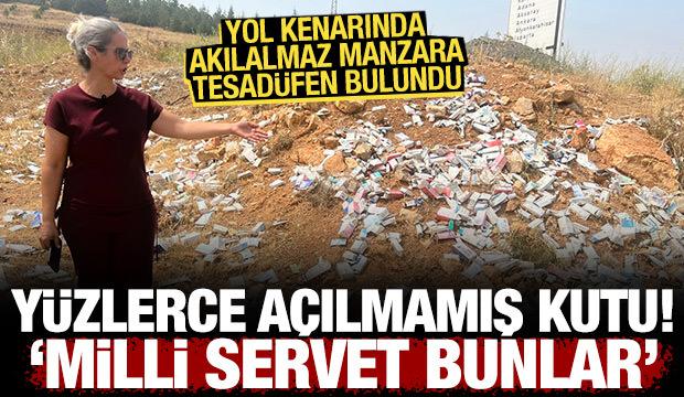 Yol kenarında açılmamış yüzlerce kutu ilaç bulundu