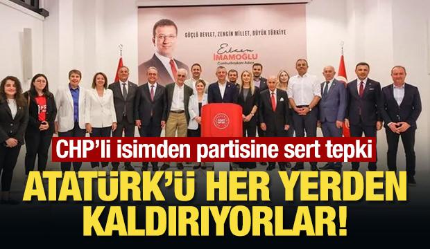 Atatürk'ün posterini kaldırıp İmamoğlu'nun resmini astılar! "Her yerden kaldırıyorlar"