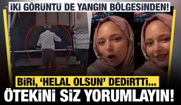 İki görüntü de yangın bölgesinden! Biri örnek oldu, diğeri de yürek yaraladı