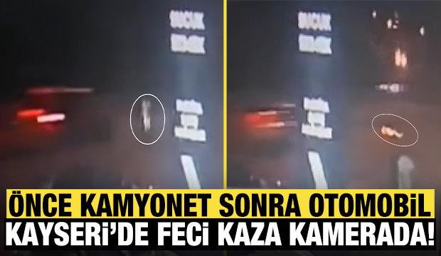 Kayseri'de korkunç kaza: Önce kamyonet çarptı sonra otomobil ezdi!