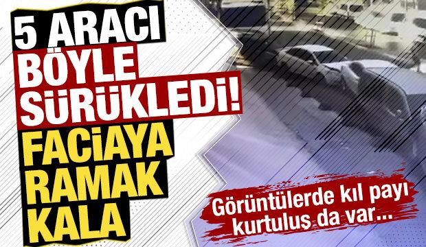 Sultanbeyli’de yokuş aşağı kayan tır, 5 araca çarparak durabildi