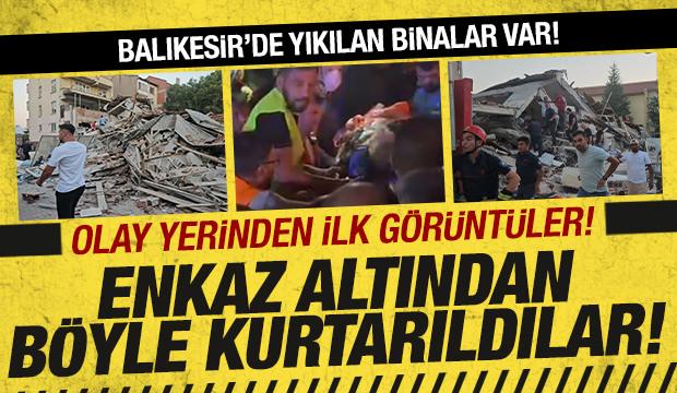 Balıkesir'de 6.1'lik deprem: Yıkılan ve ağır hasarlı binalar var! İşte kurtarılma anları