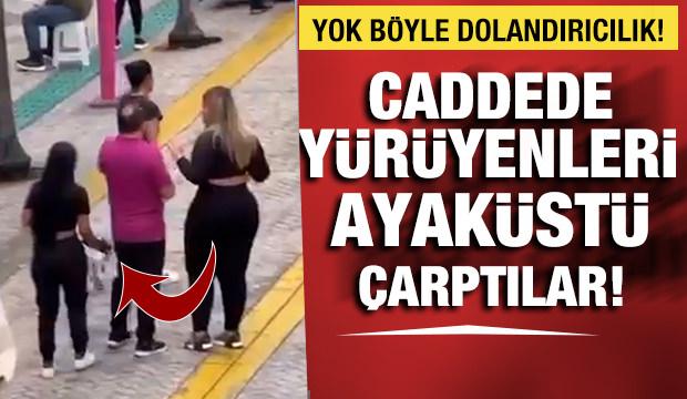 Caddede yürüyenleri ayaküstü dolandırdılar! İnanılmaz görüntüler