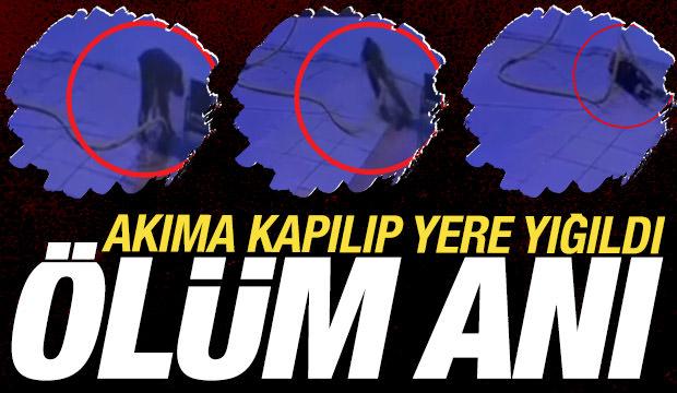 Su tahliyesi sırasında akıma kapılan kapıcının ölüm anı kamerada